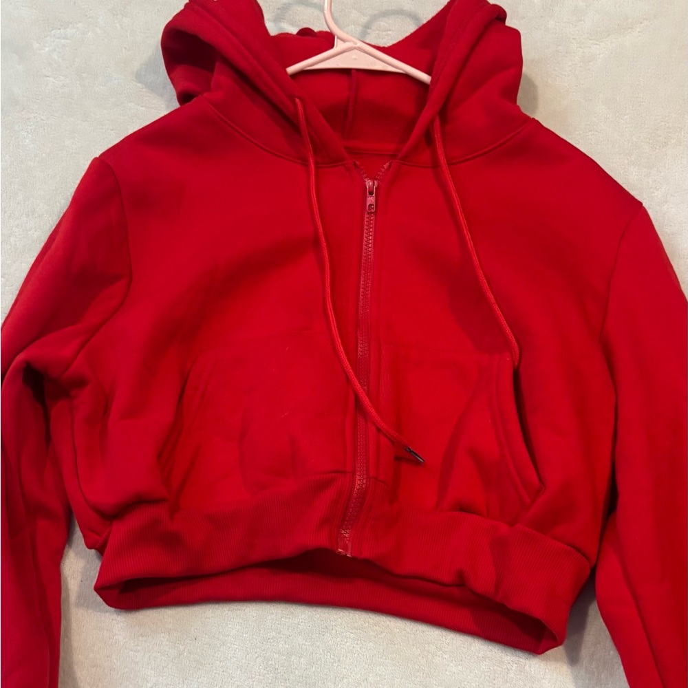 Red Crop Hoodie
